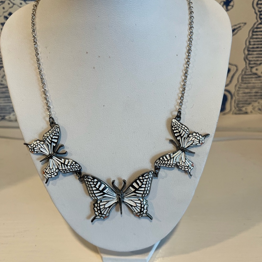 Elegant Butterfly Necklace in Black and White